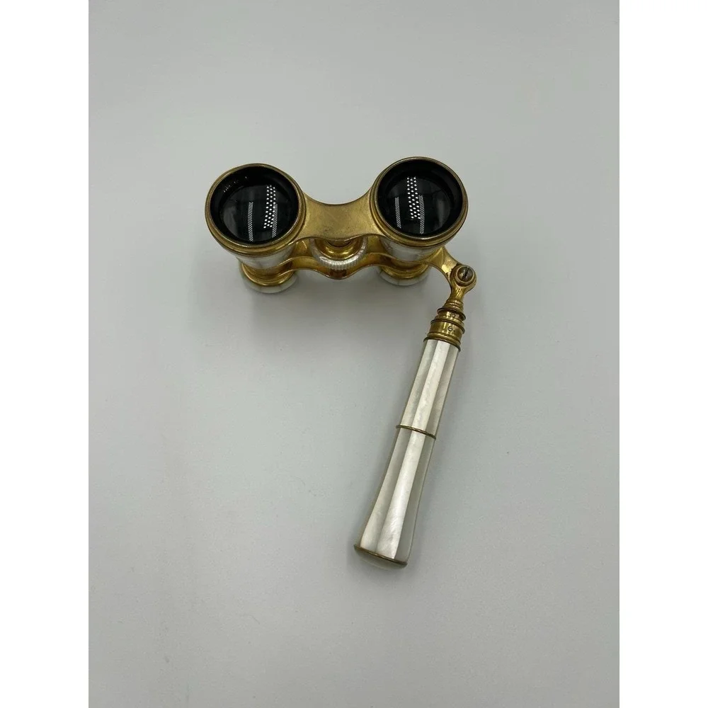 Lemaire Fils Paris Antique Opera Glasses Mother of Pearl Handle Gold Tone